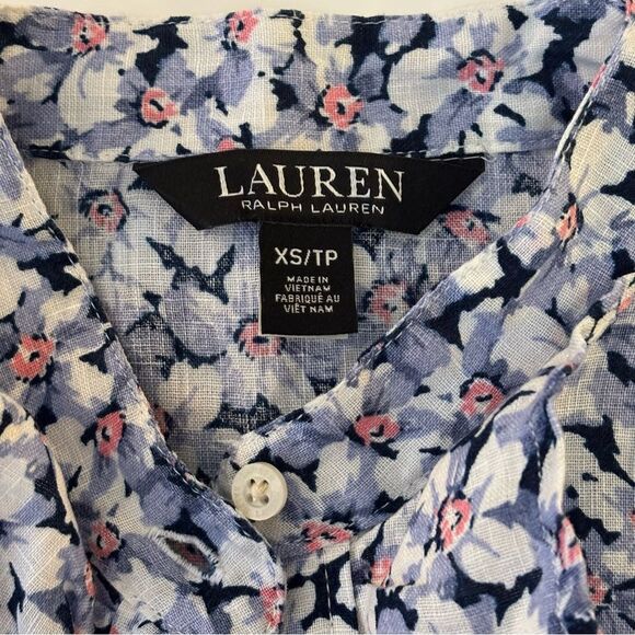 Ralph Lauren Black Label Linen Floral Button Down Shirt XS - Picture 4 of 5